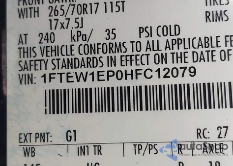 2017 Ford F-150 Xlt из США, поврежденный, VIN 1FTEW1EP0HFC12079